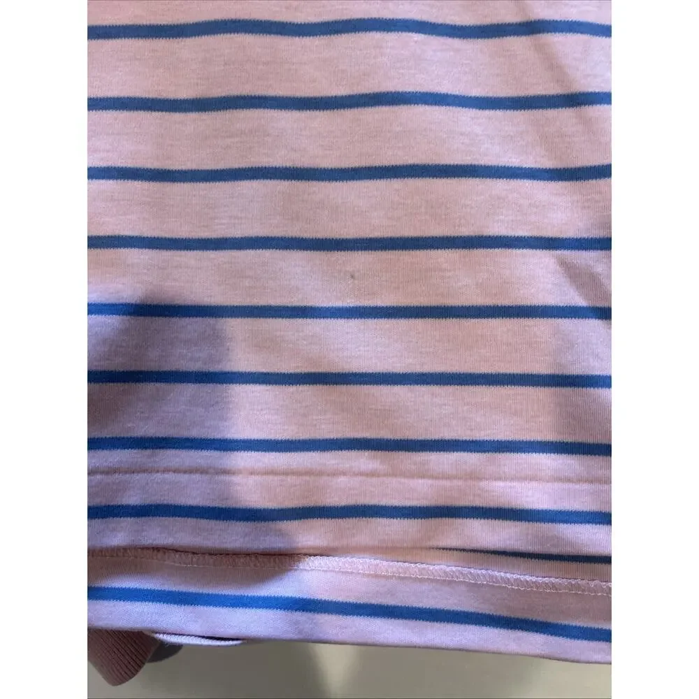 POLO Ralph Lauren Polo Shirt Size Large classic fit Pink blue Stripe color pony
